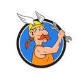 Viking Repairman Spanner Circle Cartoon Royalty Free Stock Photo