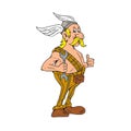 Viking Repairman Spanner Thumbs Up Cartoon Royalty Free Stock Photo
