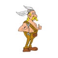 Viking Repairman Spanner Thumbs Up Cartoon