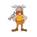 Viking Repairman Standing Spanner Cartoon Royalty Free Stock Photo