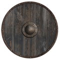 Viking round wooden shield 3d illustration Royalty Free Stock Photo