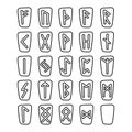 Viking runes, elder futhark alphabet. Retro norse scandinavian runes. Sketch celtic ancient letters. Old hieroglyphic