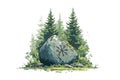 Viking Runes Engraved on Boulder in Forest aged isolated Royalty Free Stock Photo