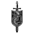 Viking Scandinavian design. Dragon shield and sword