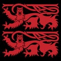 Viking Scandinavian design. Two Scandinavian lions