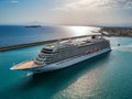 Viking Sea Cruise ship leaving the port of Kalamata city against a cloudy sunset sky in Messenia, Greece Royalty Free Stock Photo