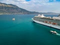 Viking Sea Cruise ship leaving the port of Kalamata city against a cloudy sunset sky in Messenia, Greece Royalty Free Stock Photo