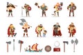 Viking set. Collection of warrior with weapon Royalty Free Stock Photo