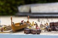 Viking settlement miniature outdoor, shipbuilders Royalty Free Stock Photo