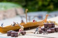 Viking settlement miniature outdoor, shipbuilders Royalty Free Stock Photo