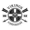 Viking shield and crossed arrows vector emblem Royalty Free Stock Photo