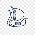 Viking ship concept vector linear icon isolated on transparent b