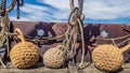 Viking ship fenders on the deck Royalty Free Stock Photo