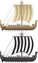 The Viking ship. The full version and a contour Royalty Free Stock Photo