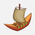 Viking ship icon, cartoon style Royalty Free Stock Photo