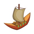 Viking ship icon, cartoon style Royalty Free Stock Photo