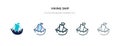 Viking ship icon in different style vector illustration. two colored and black viking ship vector icons designed in filled,