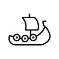 Viking ship icon vector. Isolated contour symbol illustration
