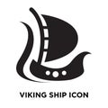 Viking ship icon vector isolated on white background, logo concept of Viking ship sign on transparent background, black filled