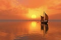 viking ship replica sailing in calm waters at sunset Royalty Free Stock Photo