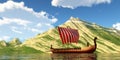 Viking Ship and Sail Royalty Free Stock Photo