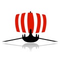 Viking ship sailboat vector