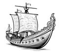 Viking ship sketch, hand drawn Vector illustration Royalty Free Stock Photo