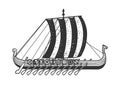 Viking ship sketch vector illustration Royalty Free Stock Photo