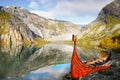 Norway Viking Ship Fjord Royalty Free Stock Photo