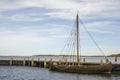 Viking ships in the fjiord of Roskilde Royalty Free Stock Photo