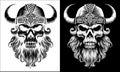 Viking Warrior Skull Man Mascot Face in Helmet