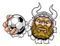 Viking Soccer Football Ball Sports Mascot Cartoon