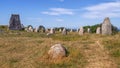 Viking stone ship burial in Oland island, Gettlinge, Sweden Royalty Free Stock Photo