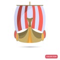 Viking traditional ship color flt icon for web and mobile design Royalty Free Stock Photo