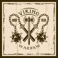 Viking vector brown emblem with morgenstern weapon