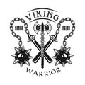 Viking vector emblem with warrior weapons and axe