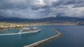 Viking Venus cruise ship leaving the port of Kalamata city in Messenia, Greece Royalty Free Stock Photo