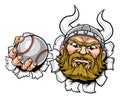 Viking Baseball Ball Sports Mascot Cartoon Royalty Free Stock Photo