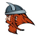 Viking warrior in combat helmet suitable as logo or team mascot, viking logo