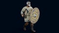 Viking warrior 3d render, 3d model of swordsman and axeman