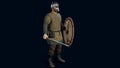 Viking warrior 3d render, 3d model of swordsman and axeman