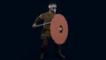 Viking warrior 3d render, 3d model of swordsman and axeman