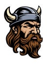 Viking Warrior Head in Helmet Mascot Face Man