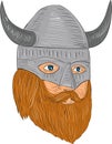 Viking Warrior Head Three Quarter View Drawing Royalty Free Stock Photo