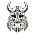 Viking warrior skull with horned helmet. Vector illustration