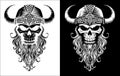 Viking Warrior Skull Man Mascot Face in Helmet