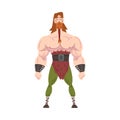 Viking Warrior, Strong Muscular Scandinavian Mythology Character in Traditional Outfit Cartoon Style Vector Illustration Royalty Free Stock Photo