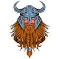 Viking warrior. Vector illustration of a muscular berserker. Sinister fantastic people