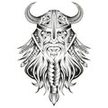 Viking warrior. Vector illustration of a sketch muscular berserker. Sinister fantastic people