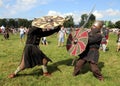 Viking warriors battle during the medieval reenactment festiva